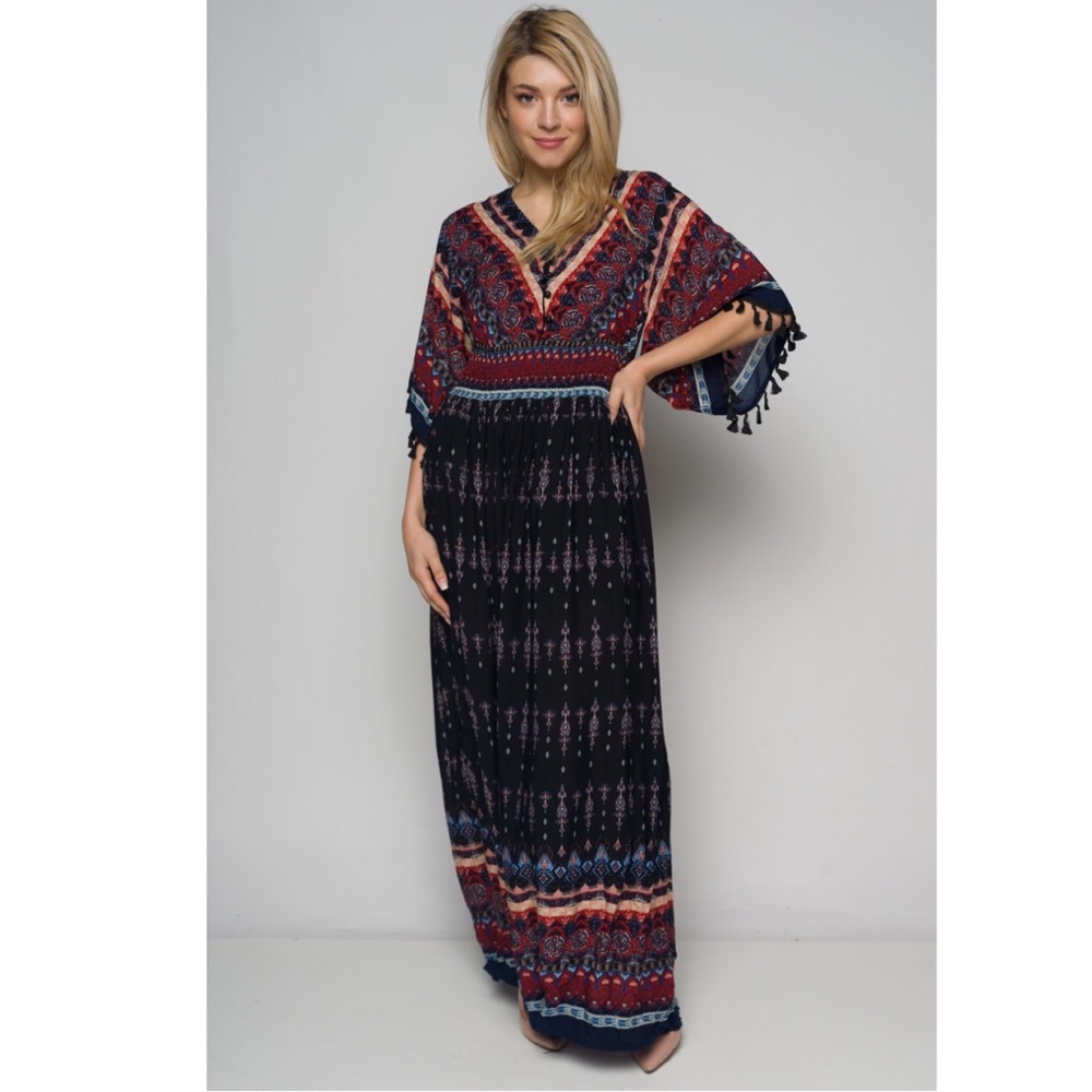 REDUCED💰 Navy Loose Sleeve Boho Maxi - Picture 2 of 6